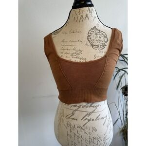 Free People Copper Ribbed Sports Bra